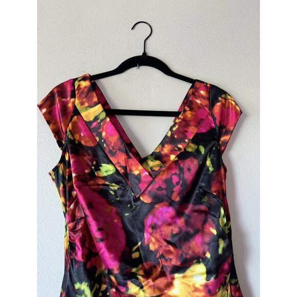 Maggy L Sheath Dress Women’s Petite Satin Ruched Cocktail Party Retro Colorful - Picture 6 of 7